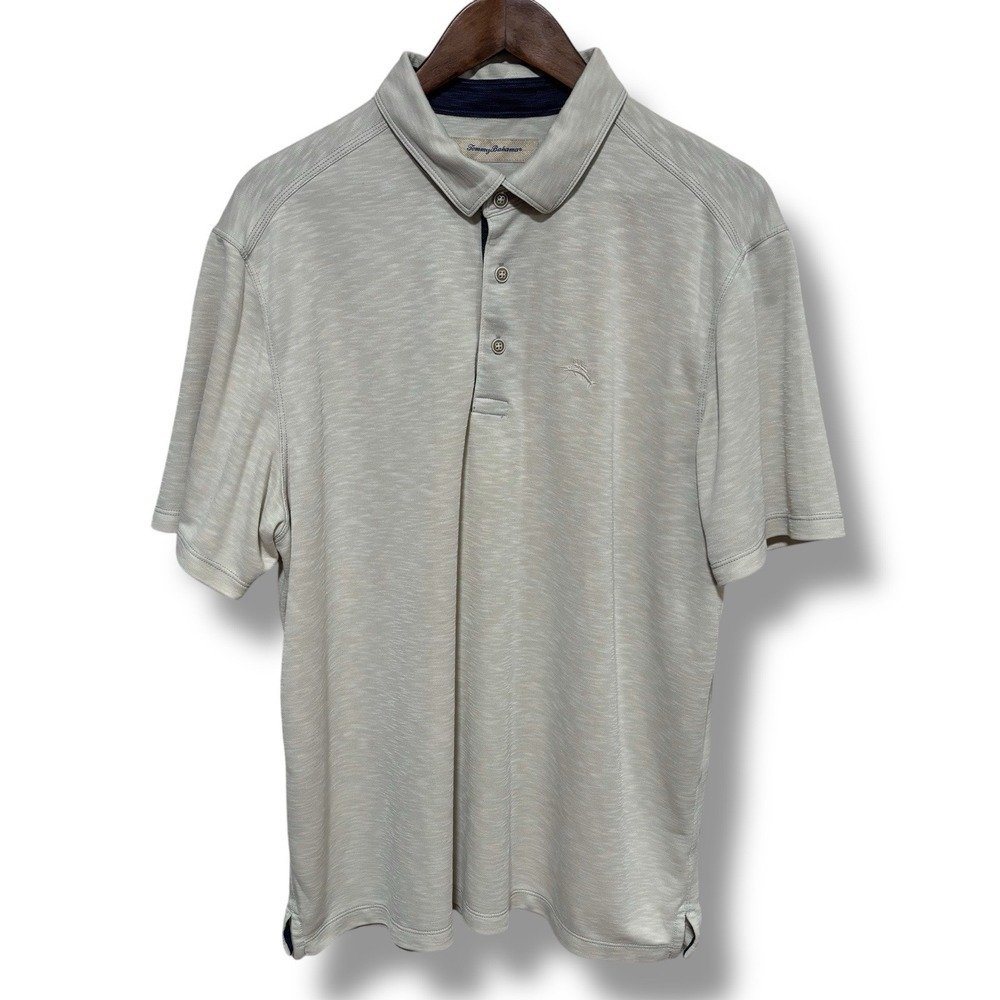 Tommy Bahama Men's Modal Blend Polo Shirt Beige Size XL 24‎ x 29